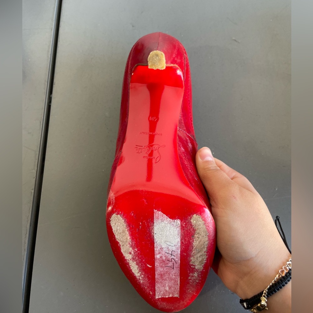 Christian Louboutin red eel skin leather peep toe platform heels size 10/ 40 - Picture 9 of 9